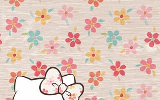Картинка каваи, милый, Hello Kitty, котенок, Кот, маленький, розовый, лук, одеваться, животное