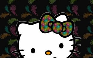 Картинка каваи, милый, Hello Kitty, котенок, Кот, маленький, розовый, лук, одеваться, животное
