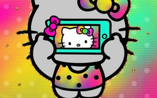 Картинка каваи, милый, Hello Kitty, котенок, Кот, маленький, розовый, лук, одеваться, животное