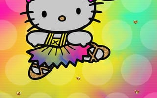 Картинка каваи, милый, Hello Kitty, котенок, Кот, маленький, розовый, лук, одеваться, животное