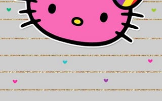 Картинка каваи, милый, Hello Kitty, котенок, Кот, маленький, розовый, лук, одеваться, животное