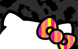 Картинка каваи, милый, Hello Kitty, котенок, Кот, маленький, розовый, лук, одеваться, животное