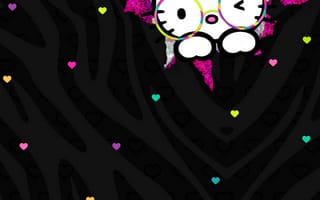 Картинка каваи, милый, Hello Kitty, котенок, Кот, маленький, розовый, лук, одеваться, животное