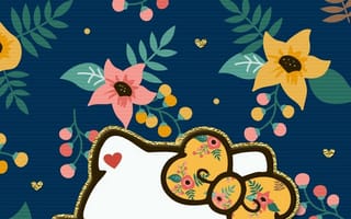 Картинка каваи, милый, Hello Kitty, котенок, Кот, маленький, розовый, лук, одеваться, животное