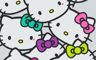 Картинка каваи, милый, Hello Kitty, котенок, Кот, маленький, розовый, лук, одеваться, животное