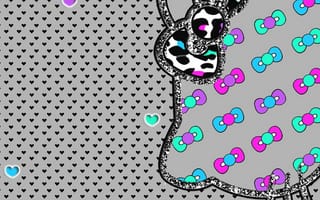Картинка каваи, милый, Hello Kitty, котенок, Кот, маленький, розовый, лук, одеваться, животное
