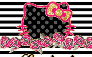 Картинка каваи, милый, Hello Kitty, котенок, Кот, маленький, розовый, лук, одеваться, животное