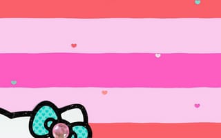 Картинка каваи, милый, Hello Kitty, котенок, Кот, маленький, розовый, лук, одеваться, животное