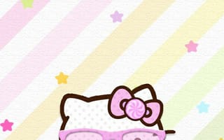 Картинка каваи, милый, Hello Kitty, котенок, Кот, маленький, розовый, лук, одеваться, животное