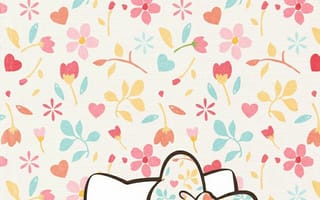 Картинка каваи, милый, Hello Kitty, котенок, Кот, маленький, розовый, лук, одеваться, животное