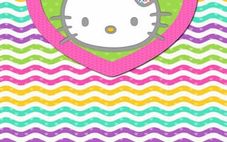 Картинка каваи, милый, Hello Kitty, котенок, Кот, маленький, розовый, лук, одеваться, животное