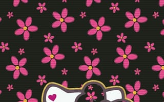 Картинка каваи, милый, Hello Kitty, котенок, Кот, маленький, розовый, лук, одеваться, животное