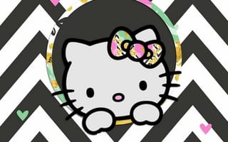 Картинка каваи, милый, Hello Kitty, котенок, Кот, маленький, розовый, лук, одеваться, животное
