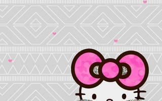 Картинка каваи, милый, Hello Kitty, котенок, Кот, маленький, розовый, лук, одеваться, животное