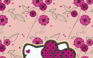 Картинка каваи, милый, Hello Kitty, котенок, Кот, маленький, розовый, лук, одеваться, животное