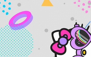 Картинка каваи, милый, Hello Kitty, котенок, Кот, маленький, розовый, лук, одеваться, животное