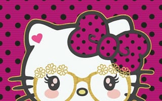 Картинка каваи, милый, Hello Kitty, котенок, Кот, маленький, розовый, лук, одеваться, животное