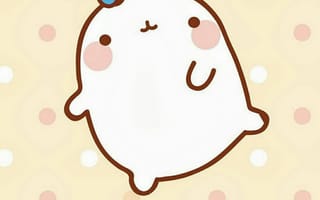 Картинка каваи, милый, Molang, кролик, пухлый, белый, детеныш, животное, танец, Музыка