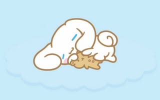 Картинка каваи, милый, Cinnamoroll, щенок, собака, белый, маленький, животное, спать, сонный, игрушка, плюшевый мишка, нести