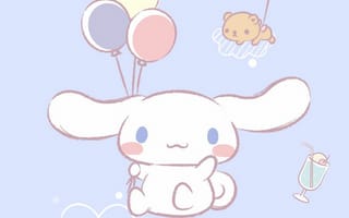 Картинка кавай, милый, корица, щенок, собака, белый, небольшой, маленький, животное, воздушный шар, торт, мороженое, сладости, вкусно, еда, вкусный