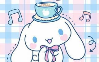 Картинка каваи, милый, Cinnamoroll, щенок, собака, белый, маленький, животное, напиток, кофе, какао, вкуснятина, еда, вкусные