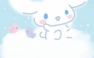 Картинка каваи, милый, Cinnamoroll, щенок, собака, белый, маленький, животное, облако, птица, цыпленок