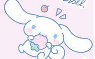 Картинка каваи, милый, Cinnamoroll, щенок, собака, белый, маленький, животное, радуга, клубника, ягода, кекс, сладости, вкуснятина, еда, вкусные