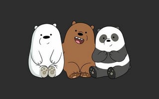 Картинка каваи, милый, Bare Bears, нести, Grizz, Panda, Ice Bear, детеныш, животное, счастливый