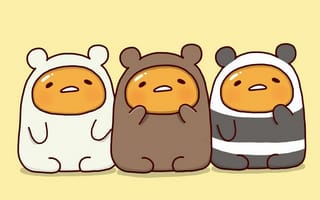 Картинка каваи, милый, Brown and Cony, Brown, нести, Cony, кролик, белый, животное, маленький, детеныш, Gudetama, яйцо, желток, ленивое яйцо, еда