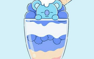 Картинка каваи, милый, Koya, Rapmon, коала, детеныш, младенец, животное, Bt21, бт, мороженое, сладости, вафля, вкуснятина, еда, вкусные