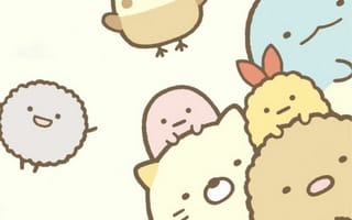 Картинка каваи, милый, Sumikko Gurashi, Shirokuma, Penguin?, Tonkatsu, Tokage, нести, пингвин, котлета, Кот, котенок, динозавр, маленький