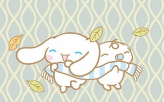 Картинка каваи, милый, Cinnamoroll, щенок, собака, белый, маленький, животное, младенец, шарф, осень, лист