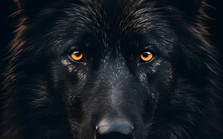 Картинка волк, дикий, хищник, животное, животные, природа, черный, amoled, амолед, портрет, арт, рисунок