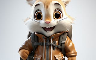 Картинка мышь, хомяк, грызун, куртка, рюкзак, персонаж, мультфильм, детский, арт, животные, животное, природа