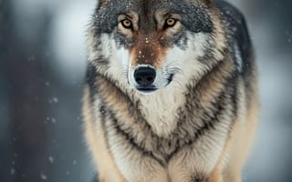 Картинка волк, дикий, хищник, животное, животные, природа, ночь, темнота, темный, зима, снег, AI Art, цифровое, арт, ИИ арт, сгенерированный, AI, ИИ