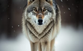 Картинка волк, дикий, хищник, животное, животные, природа, ночь, темнота, темный, зима, снег, AI Art, цифровое, арт, ИИ арт, сгенерированный, AI, ИИ