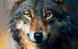 Картинка волк, дикий, хищник, животное, животные, природа, арт, рисунок, портрет, живопись, AI Art, цифровое, ИИ арт, сгенерированный, AI, ИИ