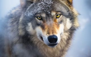 Картинка волк, дикий, хищник, животное, животные, природа, портрет, туман, дымка