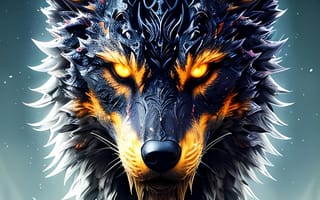 Картинка волк, дикий, хищник, животное, животные, природа, злой, арт, рисунок, свечение, ночь, темнота