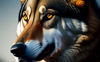 Картинка волк, дикий, хищник, животное, животные, природа, арт, рисунок, AI Art