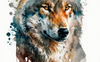 Картинка волк, дикий, хищник, животное, животные, природа, арт, рисунок, акварель