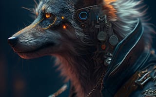 Картинка волк, дикий, хищник, животное, животные, природа, арт, рисунок, AI Art, фантастика