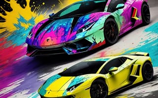 Картинка Lamborghini, Ламборджини, Ламборгини, люкс, дорогая, машины, машина, тачки, авто, автомобиль, транспорт, спорткар, спортивный, цветной, разноцветный, цвета, арт, рисунок