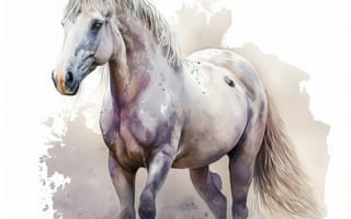 Картинка лошадь, конь, лошади, животные, белый, арт, рисунок, акварель, акварельные, живопись, aрт, мазок, краска, мазок красками, текстура, текстурные