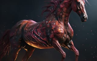 Картинка лошадь, конь, лошади, животные, бег, арт, цифровой