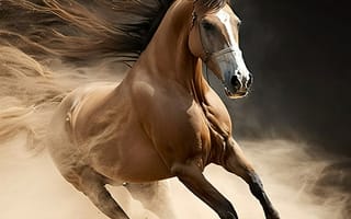 Картинка лошадь, конь, лошади, животные, коричневый, гнедой, бег, грива