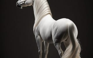 Картинка белый, лошадь, конь, лошади, животные, арт, рисунок, грива