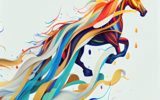 Картинка лошадь, конь, лошади, животные, арт, рисунок, AI Art, ИИ арт, цифровое, сгенерированный, AI, ИИ, разноцветный
