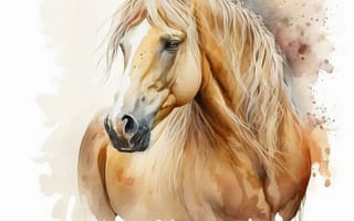 Картинка лошадь, конь, лошади, животные, коричневый, гнедой, портрет, арт, рисунок, акварель, акварельные, живопись, aрт