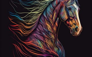 Картинка лошадь, конь, лошади, животные, морда, голова, портрет, арт, рисунок, amoled, амолед, черный